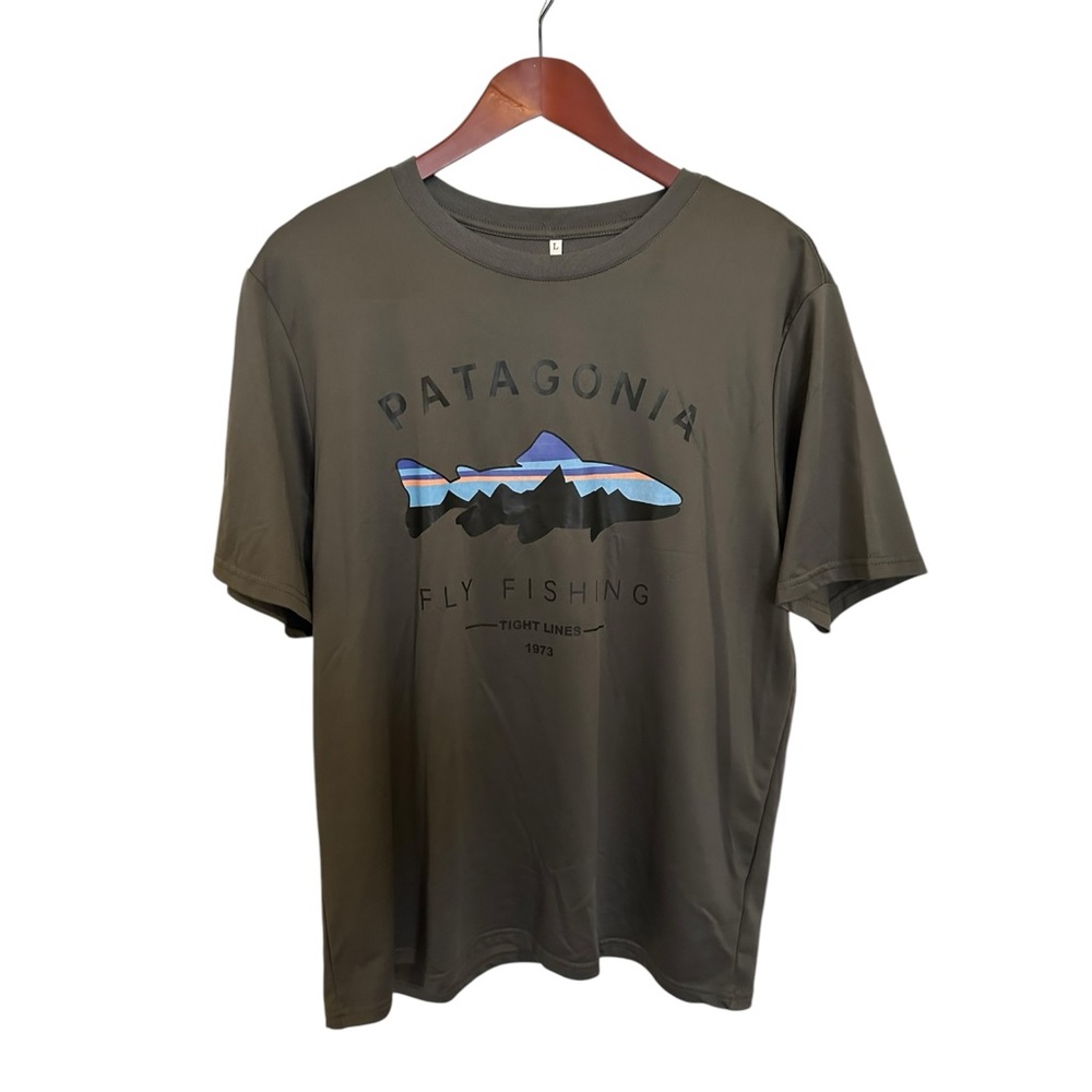 Dark Gray Patagonia Fitz Roy Trout Polyester Shirt-Size Large